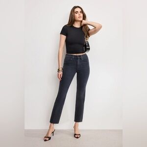 Good American Black Straight Leg Jeans
